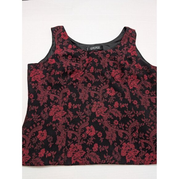 Kasper side zip 14 p Women's bodice style sleeveless red black flower Poly Rayon - Picture 1 of 16